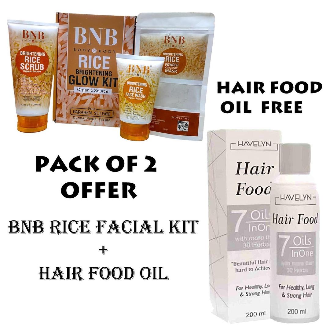 BNB Rice Facial Kit + Hair Oil 2 in 1 Set