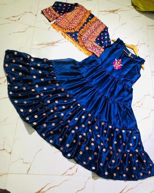 1 Pc Women’s Stitched Shamoz Silk Embroidered Koti Style Maxi