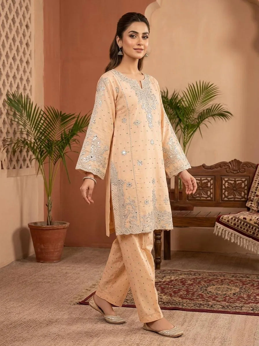 Cotton Lawn Embroidered 3Pcs Multicolor Suit Large