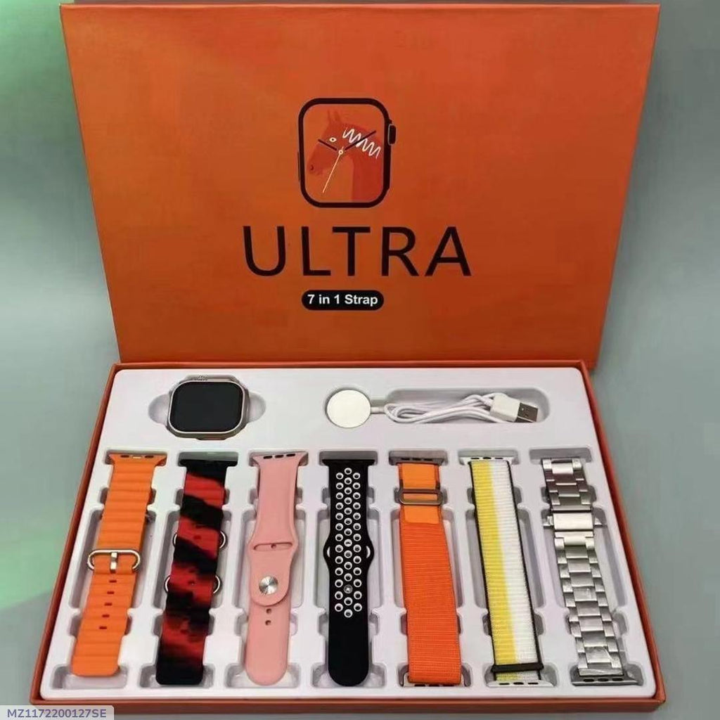 Multicolor Smart Watch with 7 Straps & Fast Charge