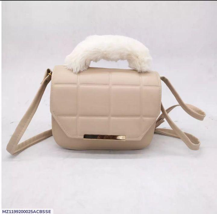 Women Crossbody Bag Off White Rexine Quilted Handle