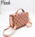 Pink Printed Crossbody Bag for Girls with Gold Chain Strap
