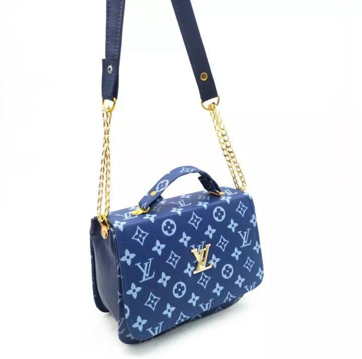 Pink Printed Crossbody Bag for Girls with Gold Chain Strap