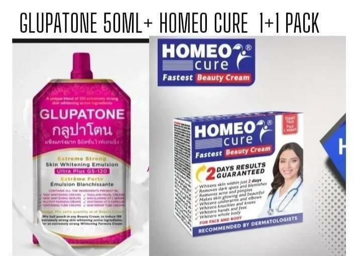 Glupatone Whitening Emulsion + Homeo Cure Cream 2 in 1 Pack
