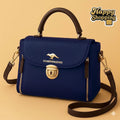 Blue Leather Crossbody Bag for Girls, 7x11x7 Inches