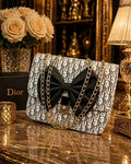 Black Leather Chain Crossbody Bag for Girls