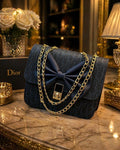Dior Black Leather Chain Crossbody Bag for Girls Black