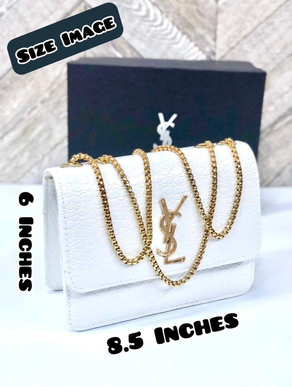 Black Rexine Crossbody Bag with Gold Chain Strap