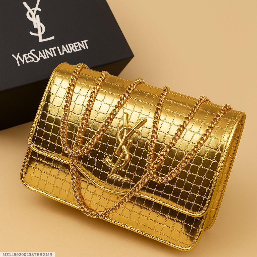 Golden Crossbody Bag for Women with Chain Strap