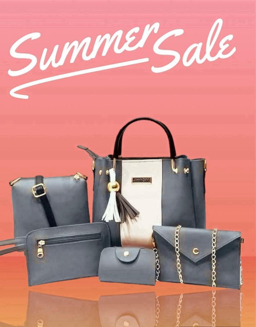 Premium Leather Handbag Set for Women Navy Blue 5-Piece