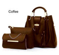 Women's 3-Piece Leather Handbag Set Brown 10x3x10"