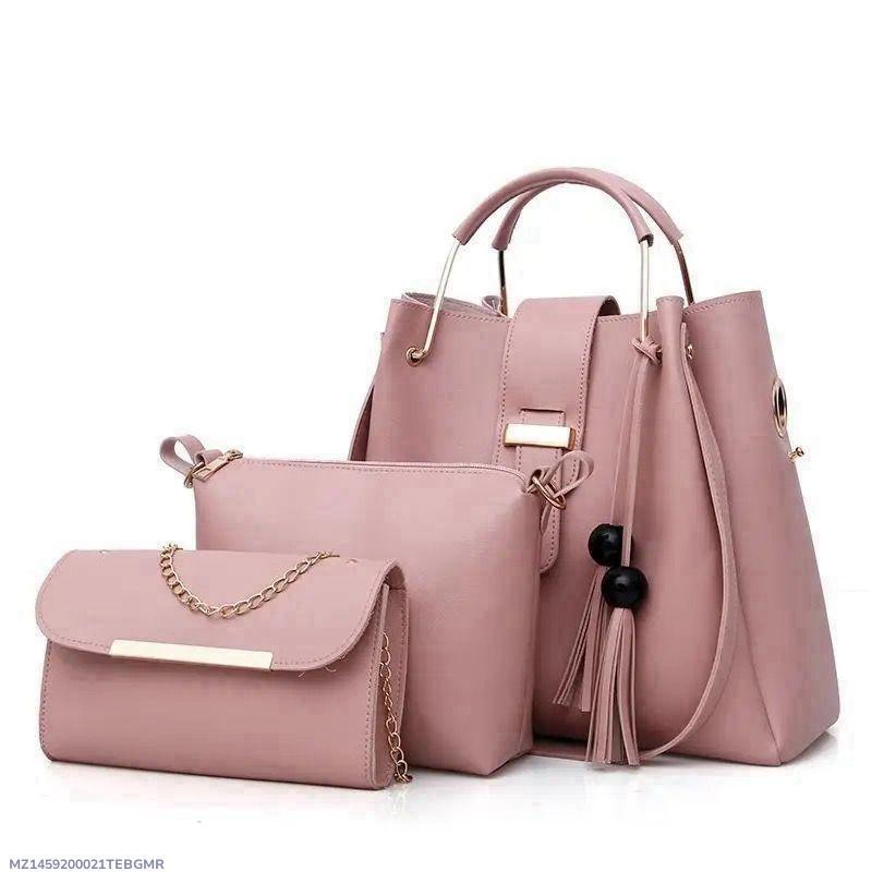 Pink Leather Handbag Set for Girls School Party Wear