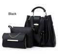 Black Leather Handbag Set for Girls School Office Party