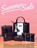 5-Piece Black Rexine Handbag Set for Women