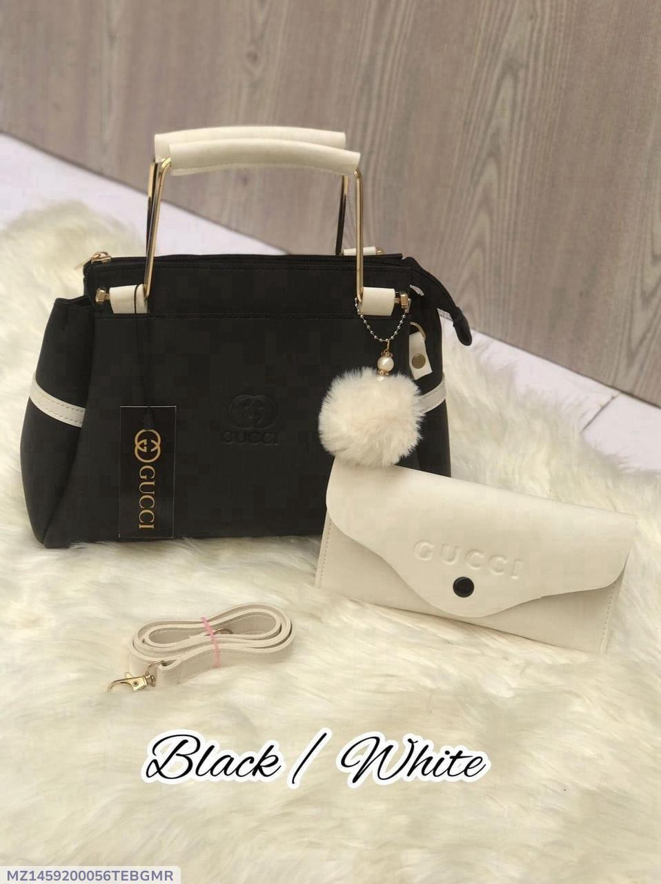 Black & White Handbag & Wallet Set for Girls