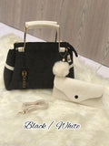 Black & White Handbag & Wallet Set for Girls