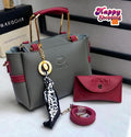 Gucci Style Grey Red Handbag with Wallet & Strap