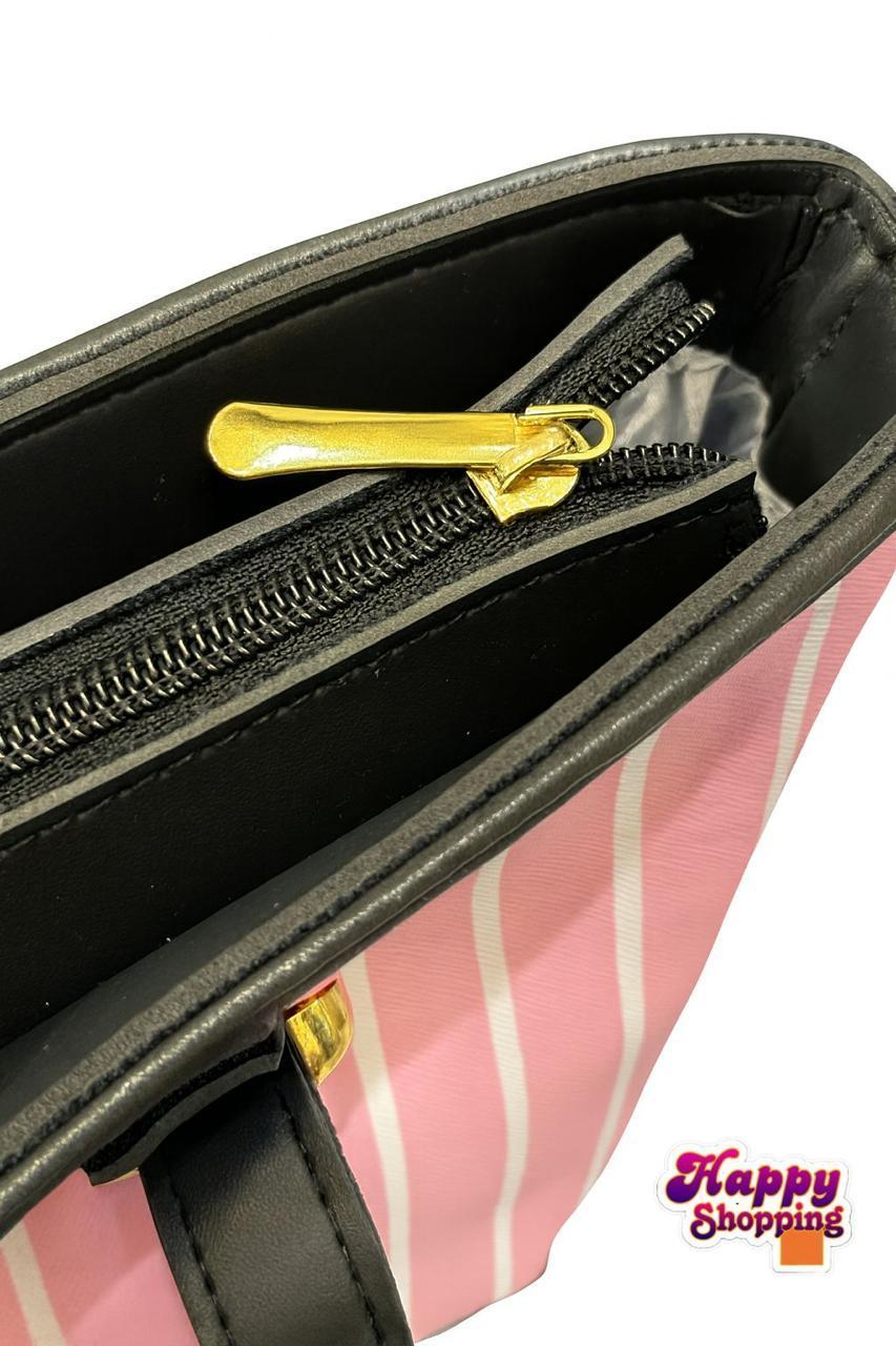Pink Striped Tote & Chain Purse Set for Girls