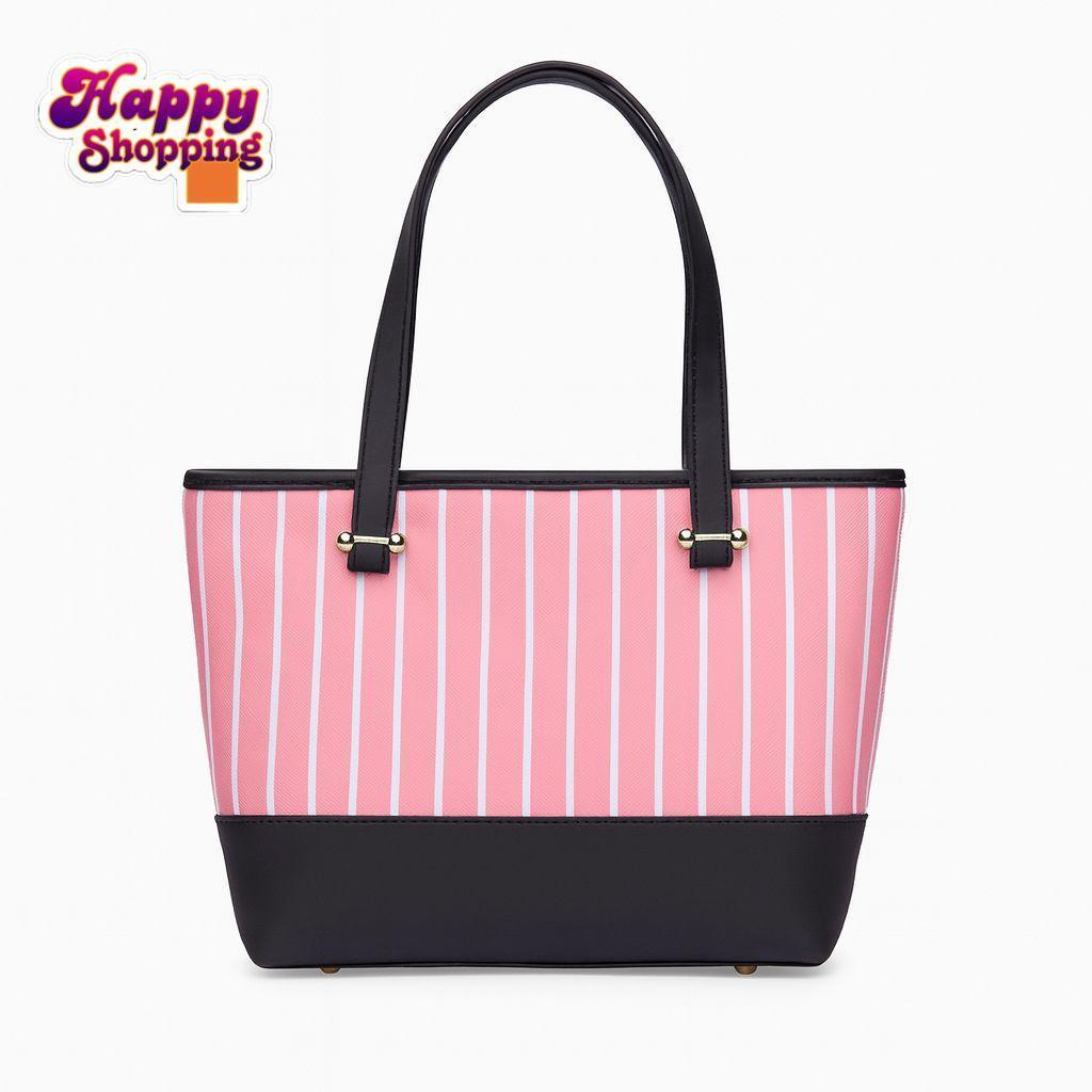 Pink Striped Tote & Chain Purse Set for Girls