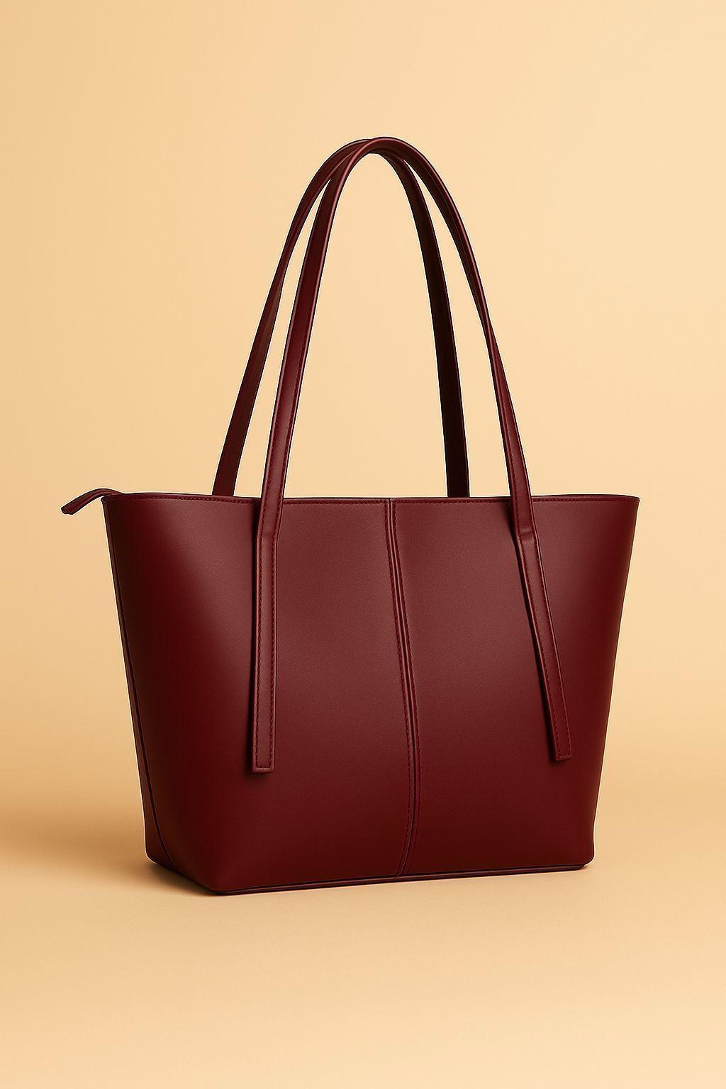 Maroon Rexine Tote Bag 12x5x11" for Daily Use