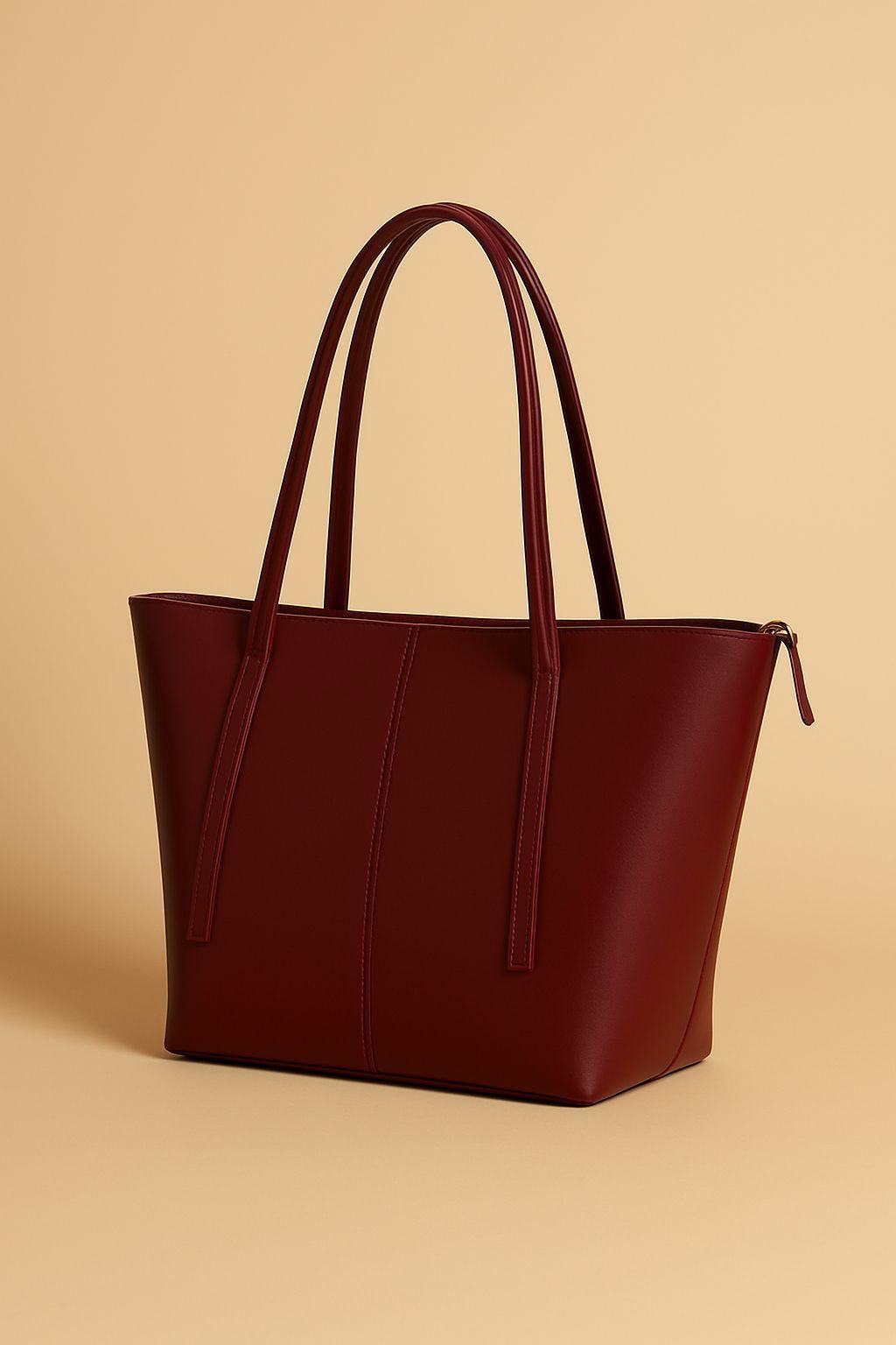 Maroon Rexine Tote Bag 12x5x11" for Daily Use