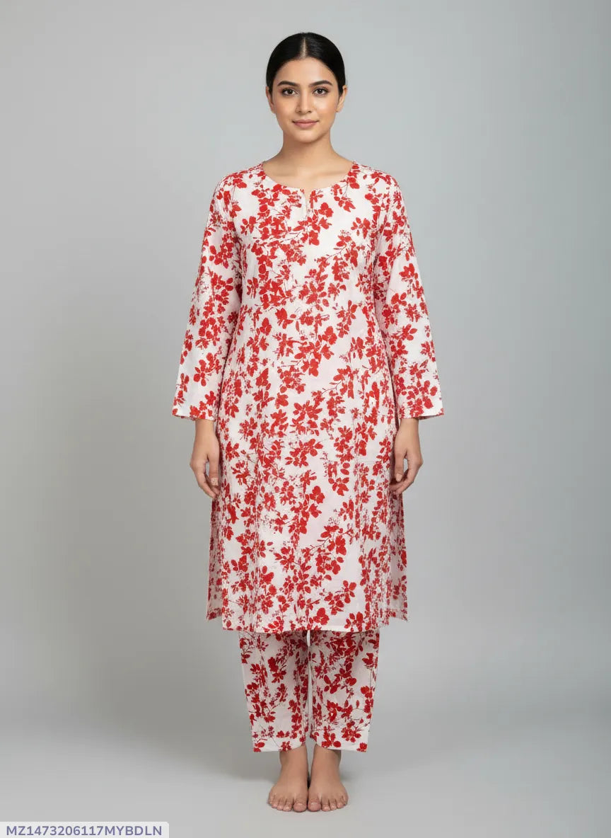 Stylish 2 Pcs Women's Unstitched Printed Suit