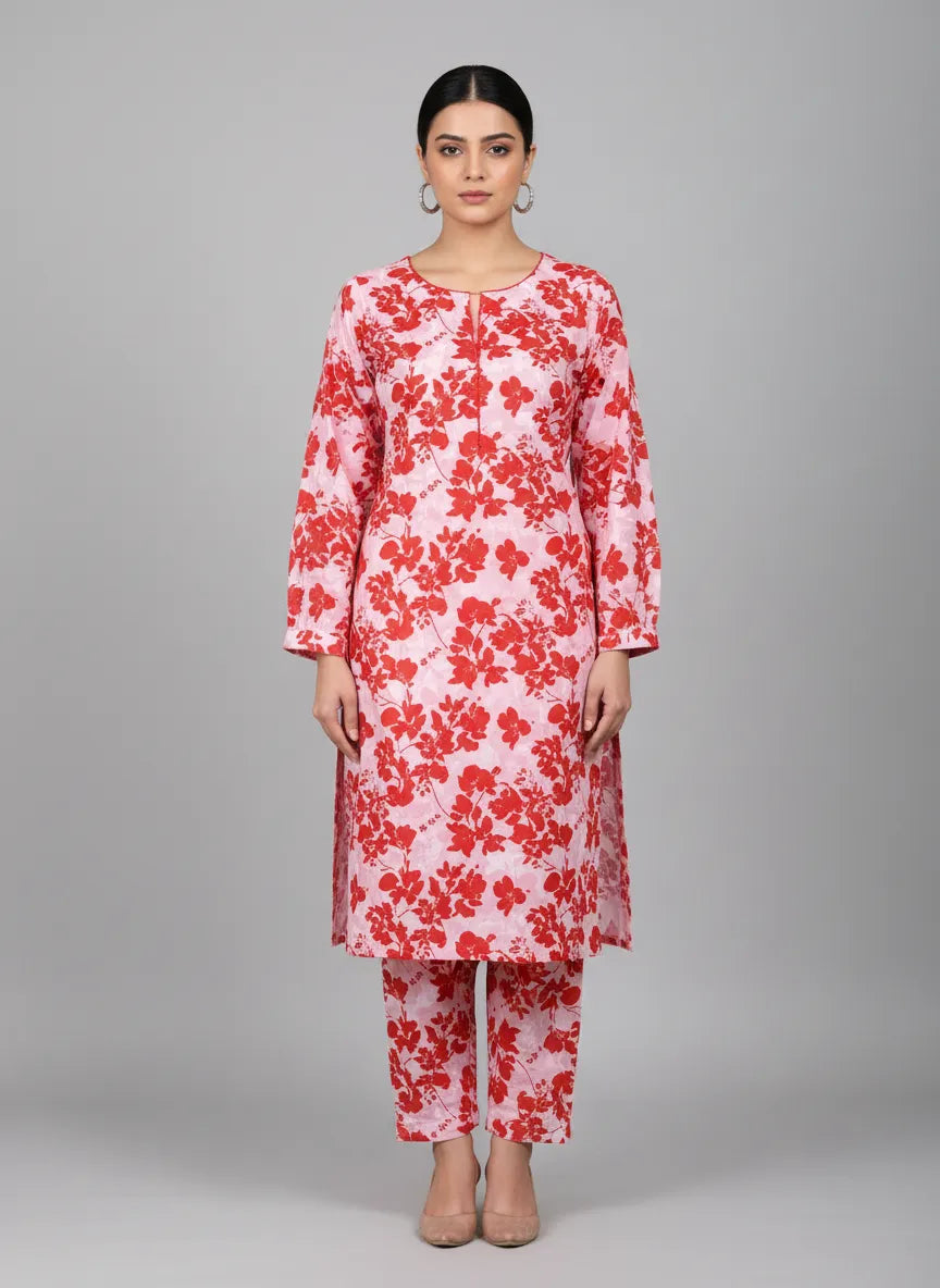 Stylish 2 Pcs Women's Unstitched Printed Suit