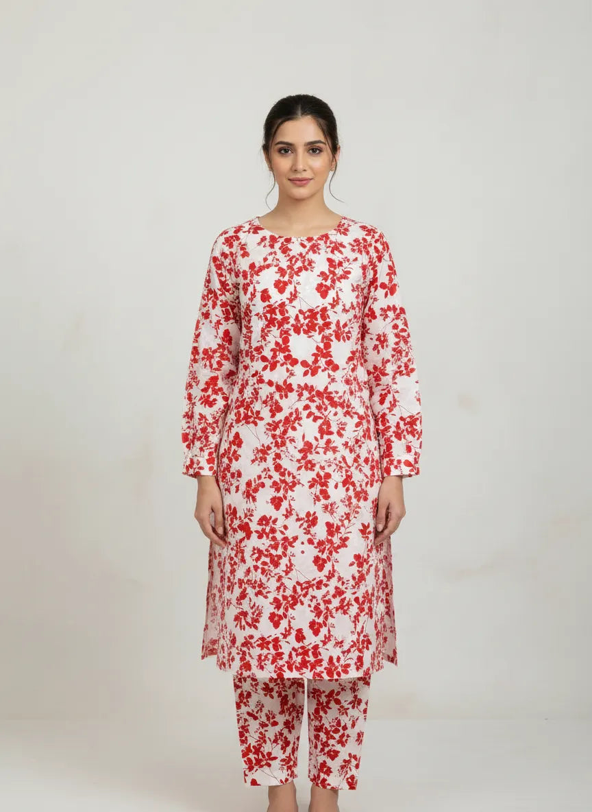 Stylish 2 Pcs Women's Unstitched Printed Suit