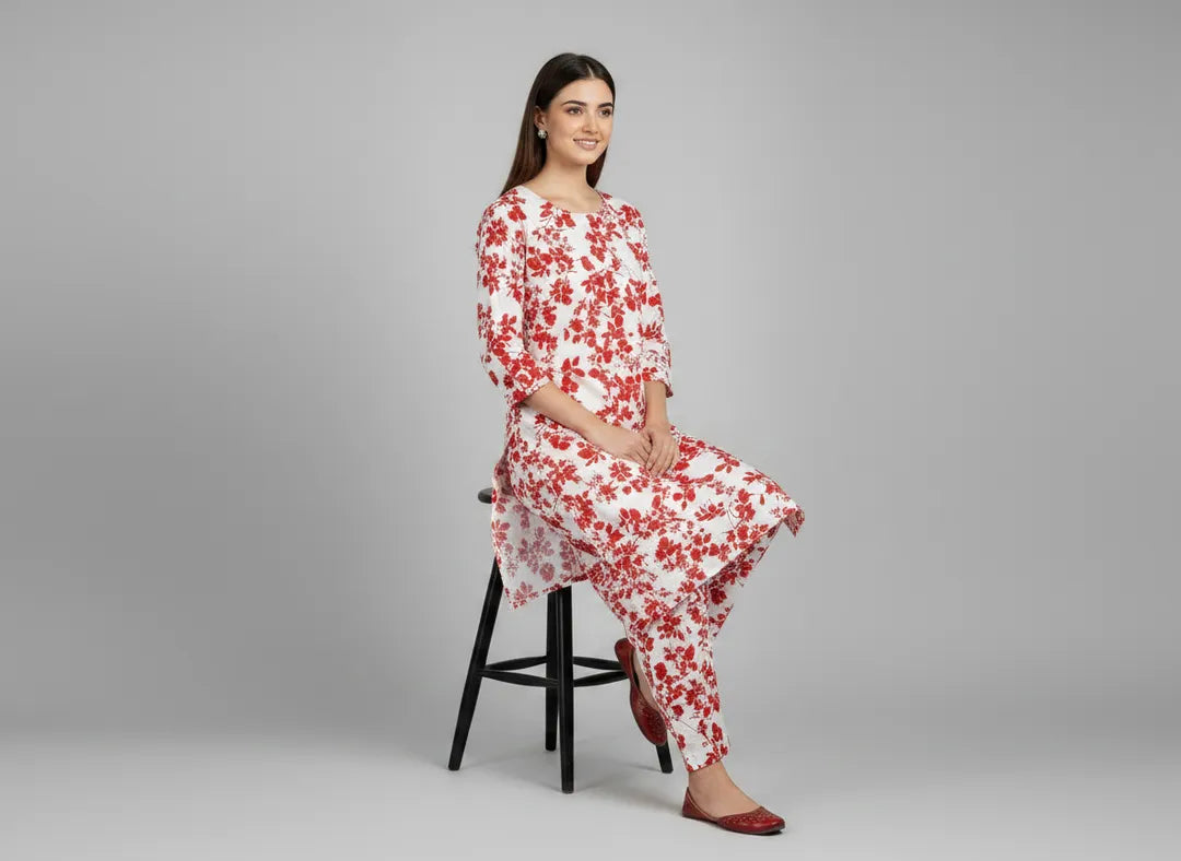 Stylish 2 Pcs Women's Unstitched Printed Suit