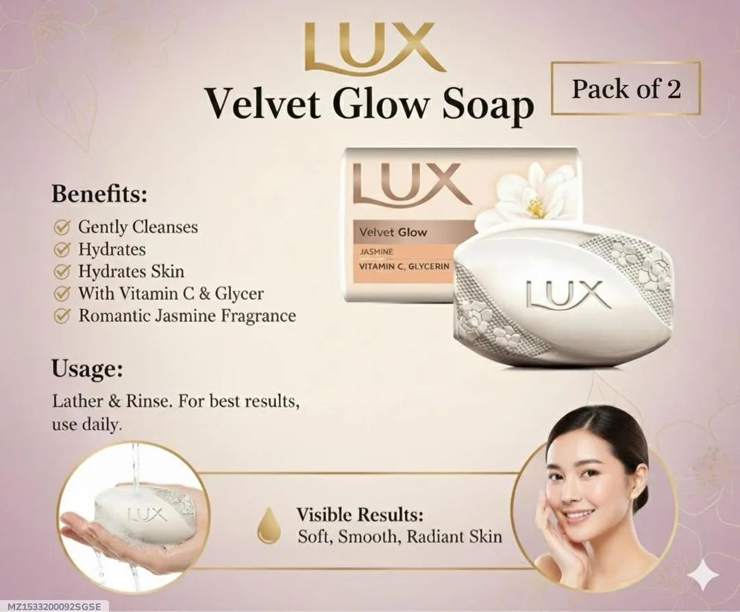 Lux Velvet Glow Soap Pack of 2 for Sensitive Skin