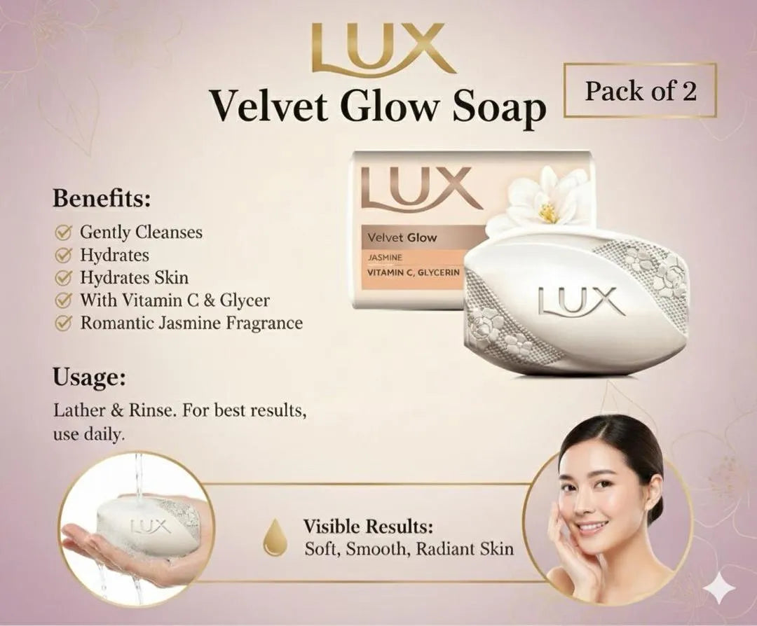 Lux Velvet Glow Soap Pack of 2 for Sensitive Skin