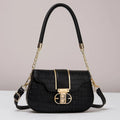Black Cuff Strap Handbag for Girls with Gold Clasp