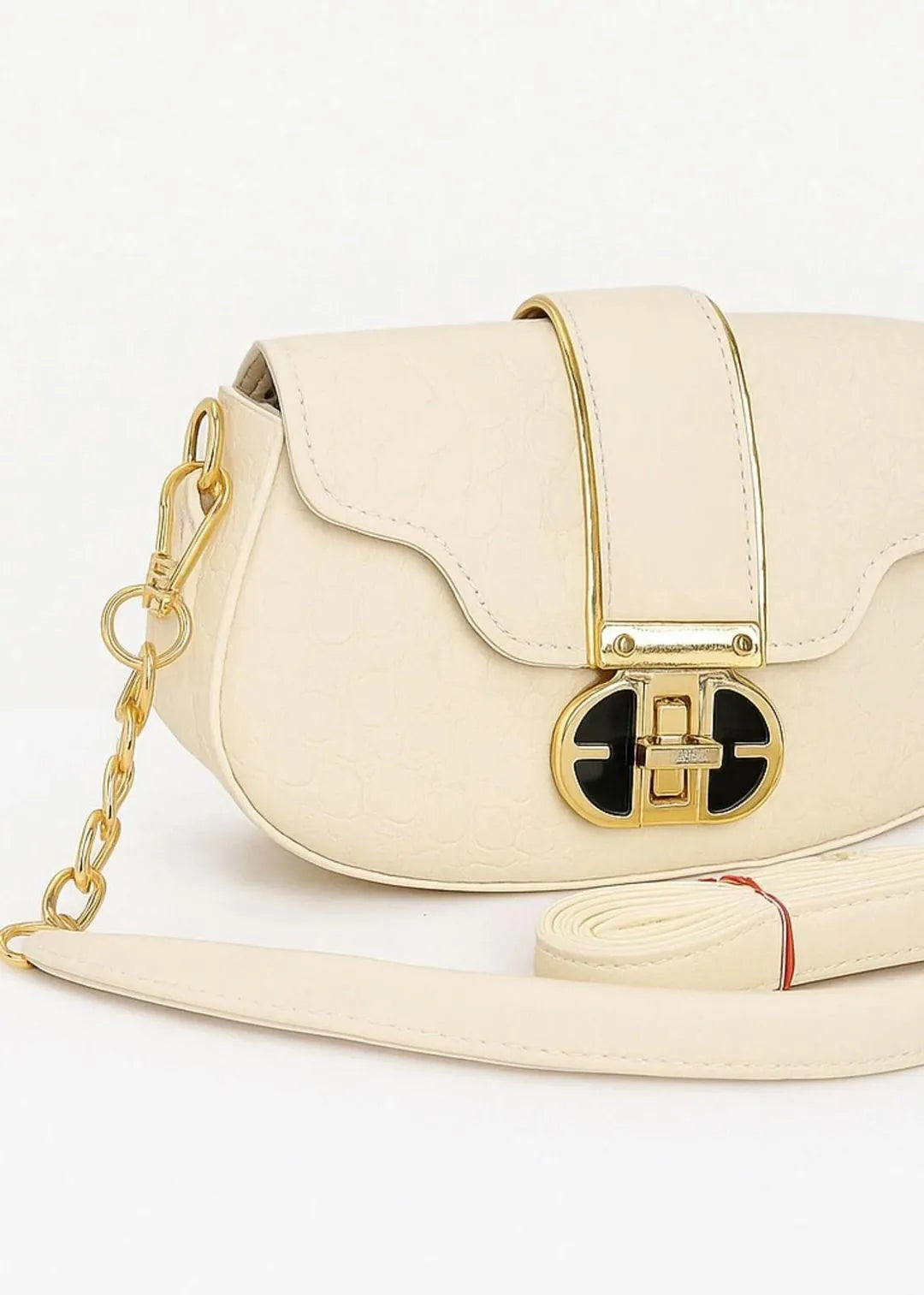 Black Cuff Strap Handbag for Girls with Gold Clasp