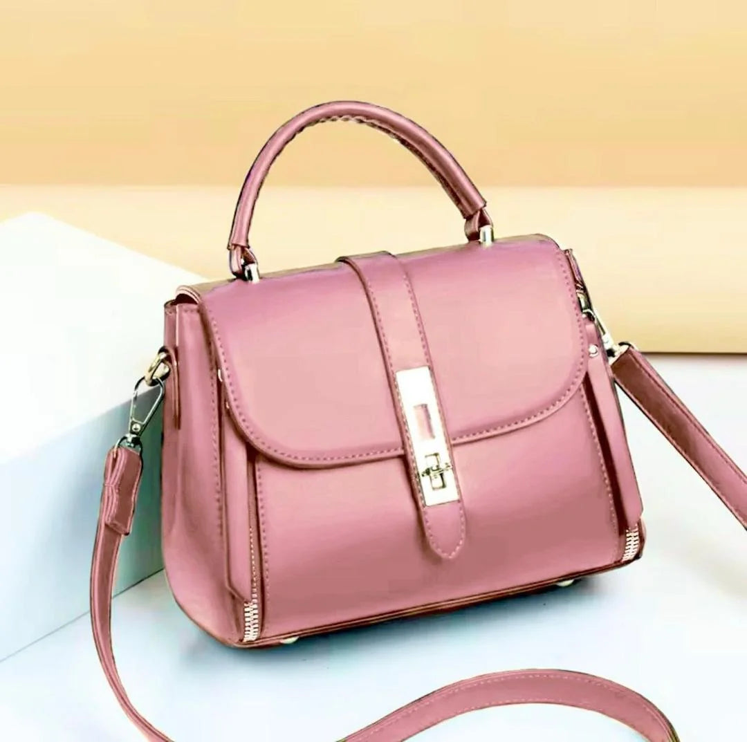 Pink Girls Crossbody Bag Soft PU Leather Medium Size