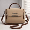 Beige Leather Crossbody Bag for Girls 8x11 Inches