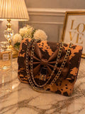 Brown Leather Chain Crossbody Bag for Girls