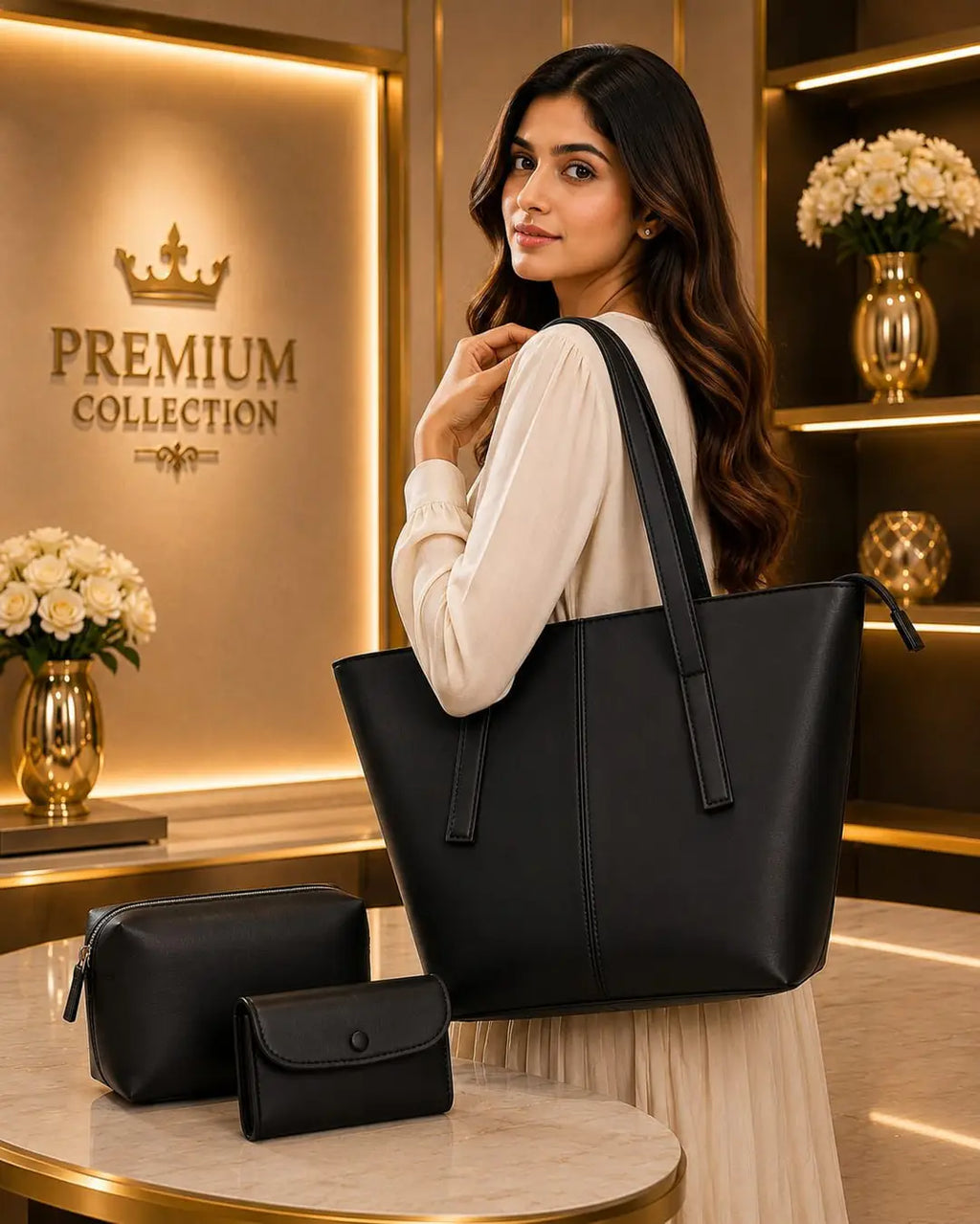 Women's Leather Plain Shoulder Bag