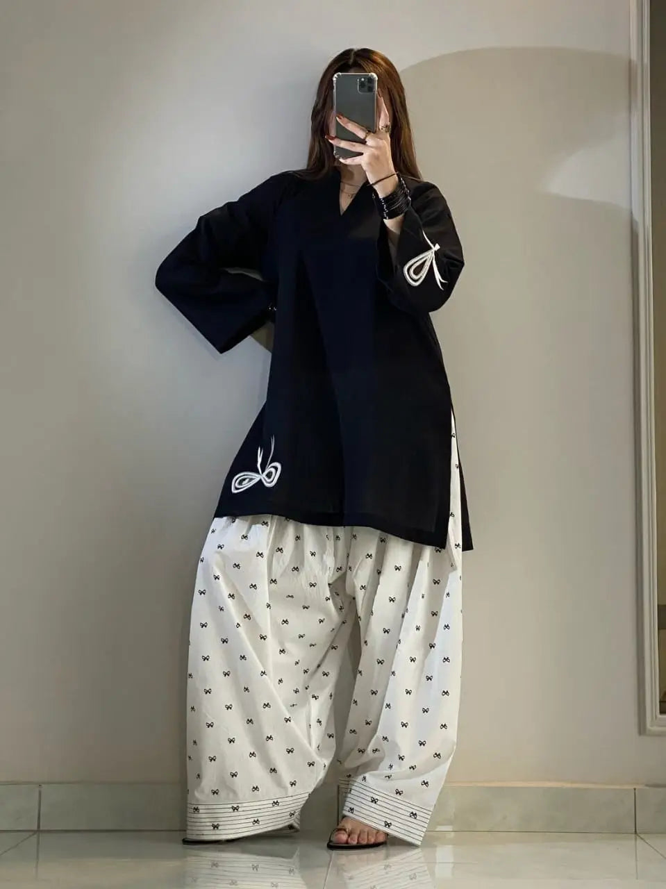 2 Pcs Women's Stitched Cotton Embroidered Shirt And Trouser