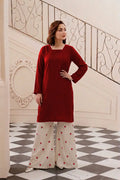 2 Pcs Women's Stitched Linen Embroidered Shirt And Trouser