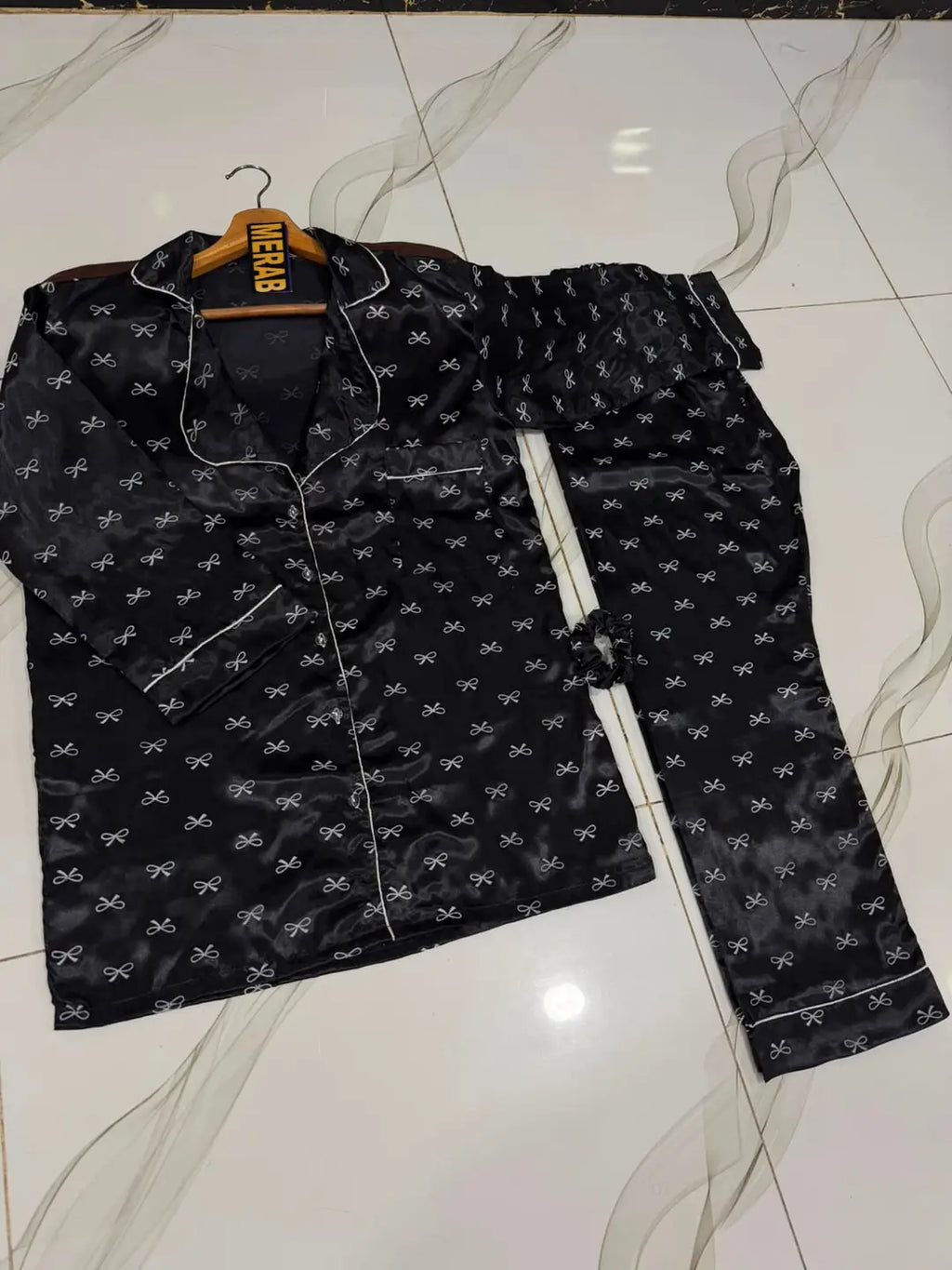 2 Pcs Women's Stitched Silk Printed Night Suit