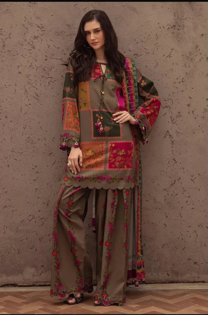 3 Pcs Women's Unstitched Digital Print Suit
