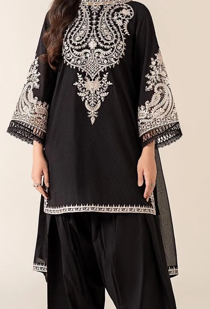 Black Embroidered 2-Piece Lawn Suit for Weddings Eid