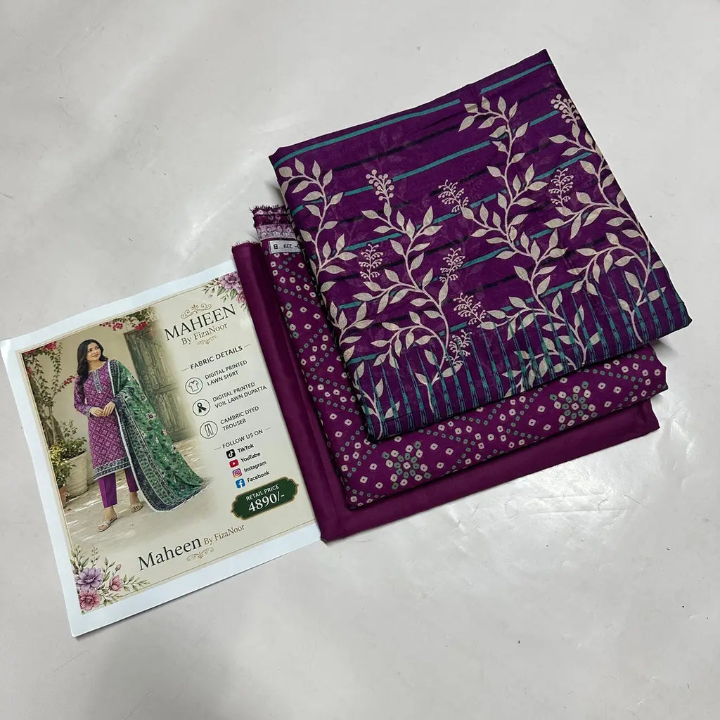 3 Pcs Women's Unstitched Printed Suit