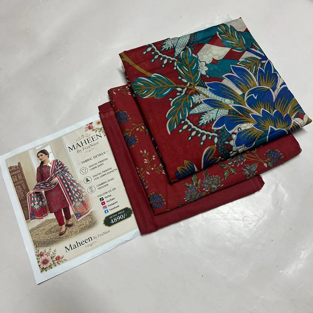 3 Pcs Women's Unstitched Printed Suit