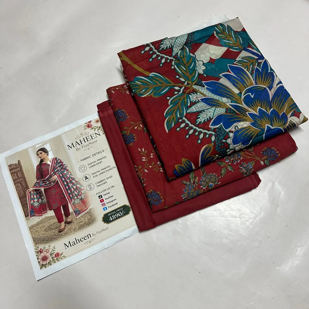 3 Pcs Women's Unstitched Printed Suit