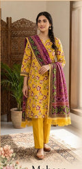 3 Pcs Women's Unstitched Printed Suit