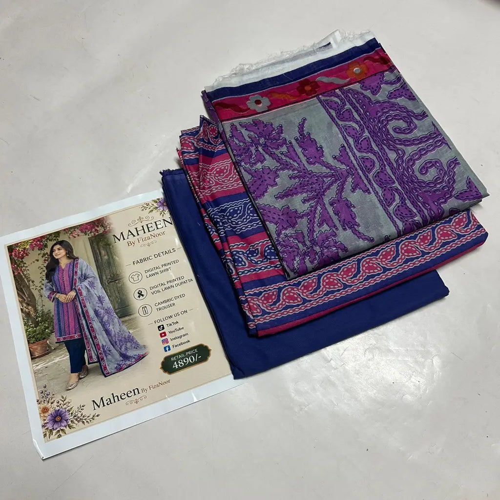 3 Pcs Women's Unstitched Printed Suit