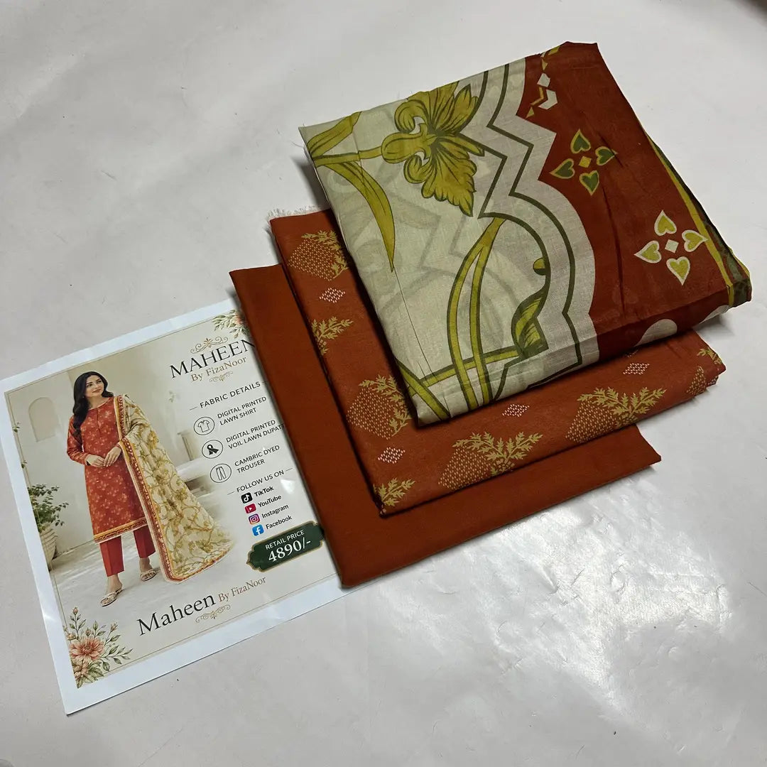 3 Pcs Women's Unstitched Printed Suit