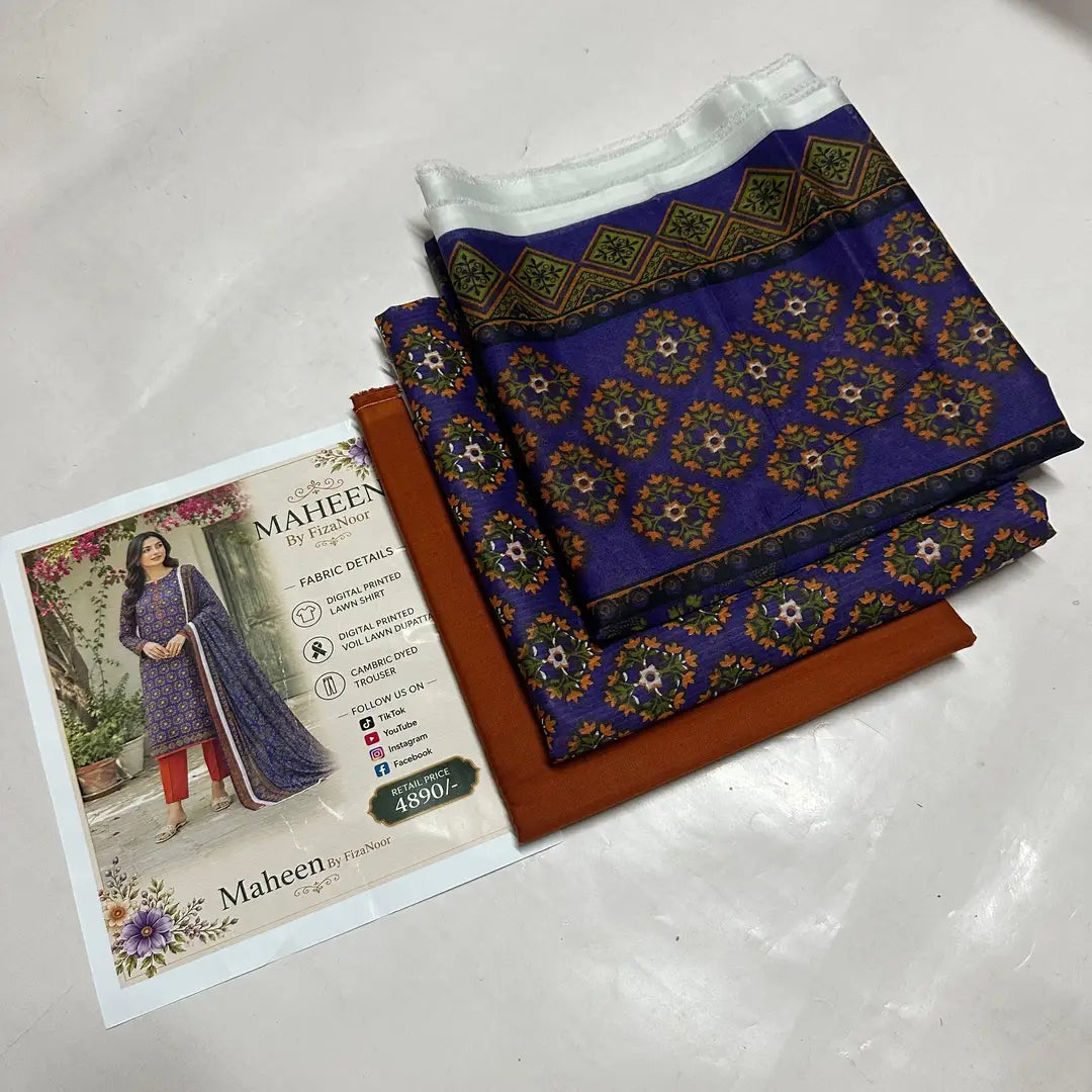 3 Pcs Women's Unstitched Printed Suit