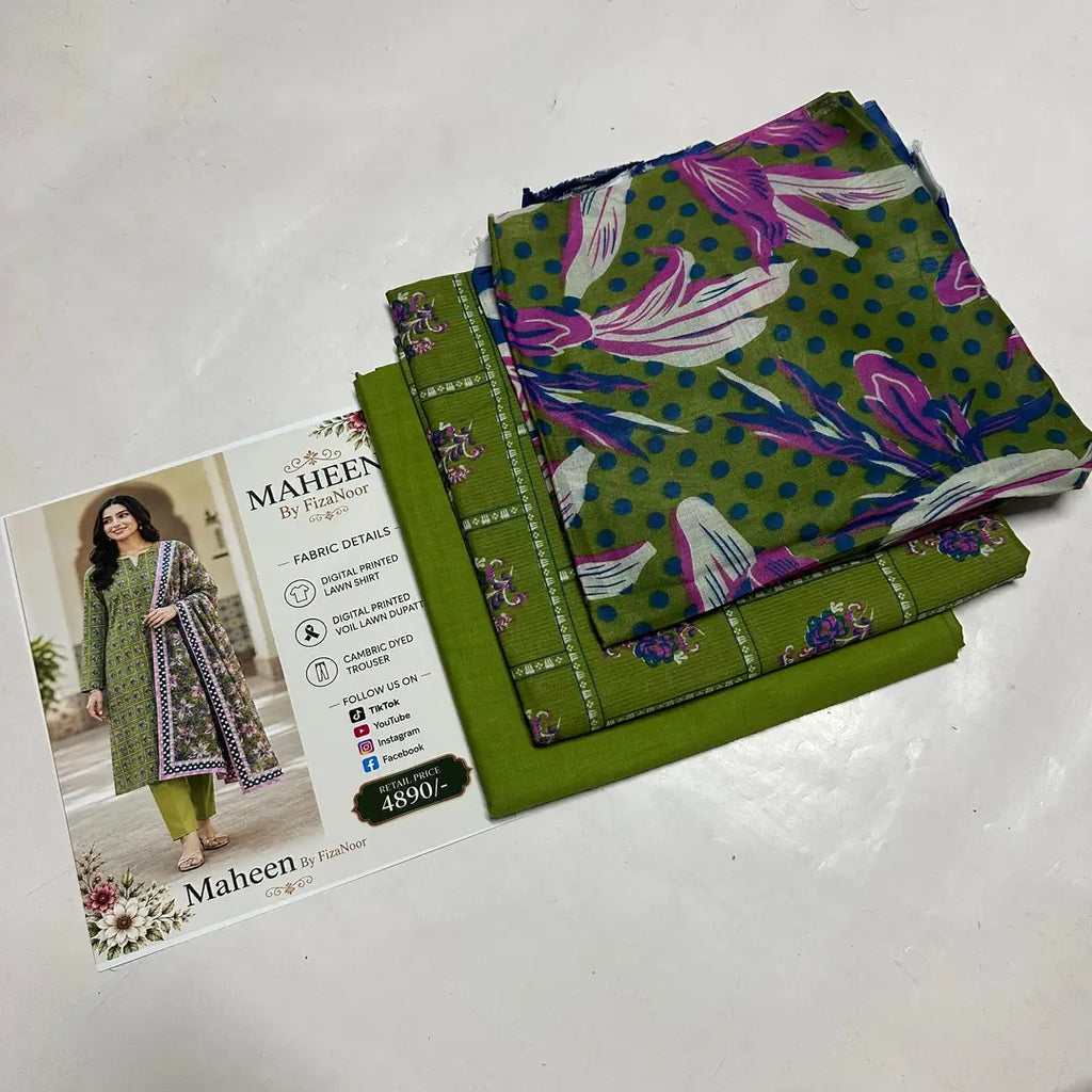3 Pcs Women's Unstitched Printed Suit